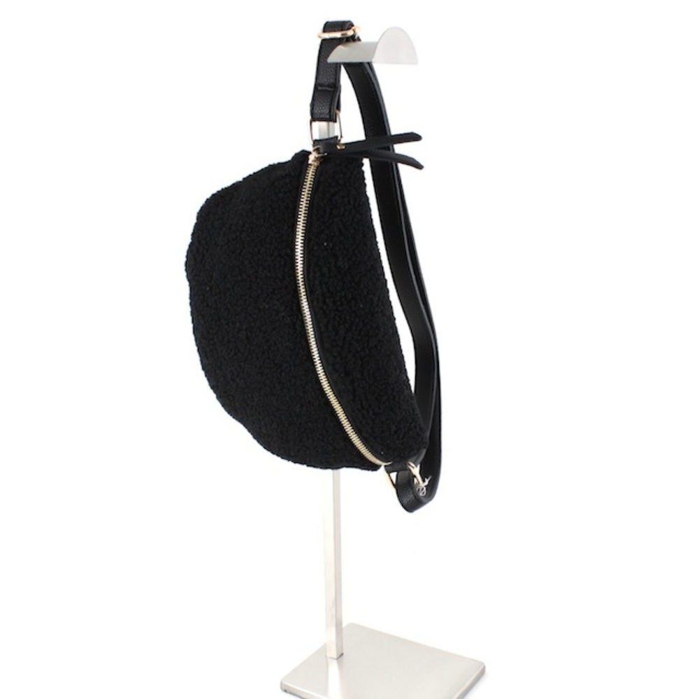 NWT black Sherpa crossbody